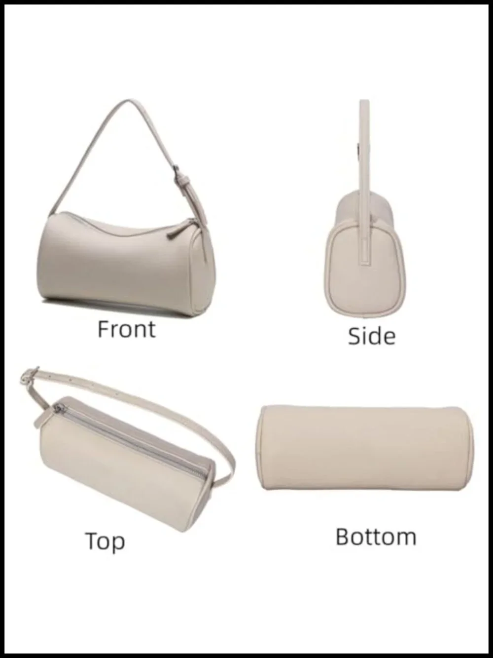 Genuine Leather Small Barrel Bag Hobo Handbag Crossbody